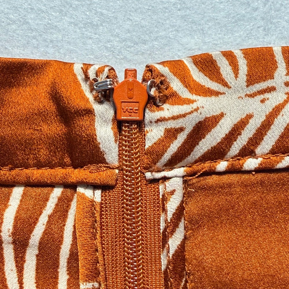 Forever 21 Rust Orange Small Skirt Tropical Leaf Print Faux Wrap Midi Side Tie - Picture 5 of 14